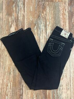 True Religion Women's Dark Wash Bootcut Jeans with Contrast Stitching